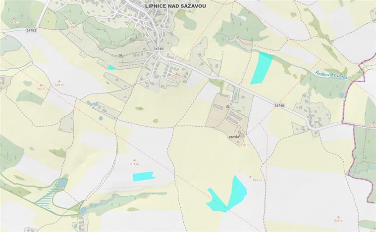 Dražba podílu id. 1/8 na pozemcích v obci Lipnice nad Sázavou, okres Havlíčkův Brod